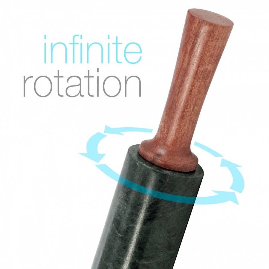 EHC Marble Rolling Pin for Baking with Acacia Wood Stand, Green