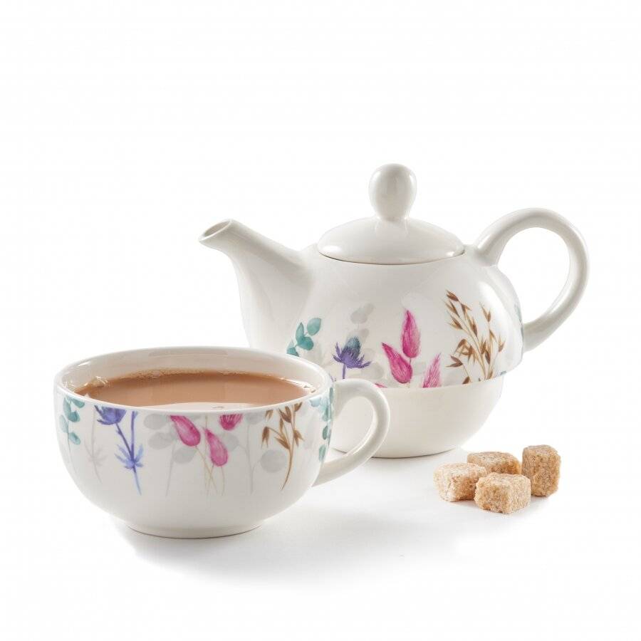 EHC Meadow Tea For One Teapot & Ceramic Set, Gift Boxed