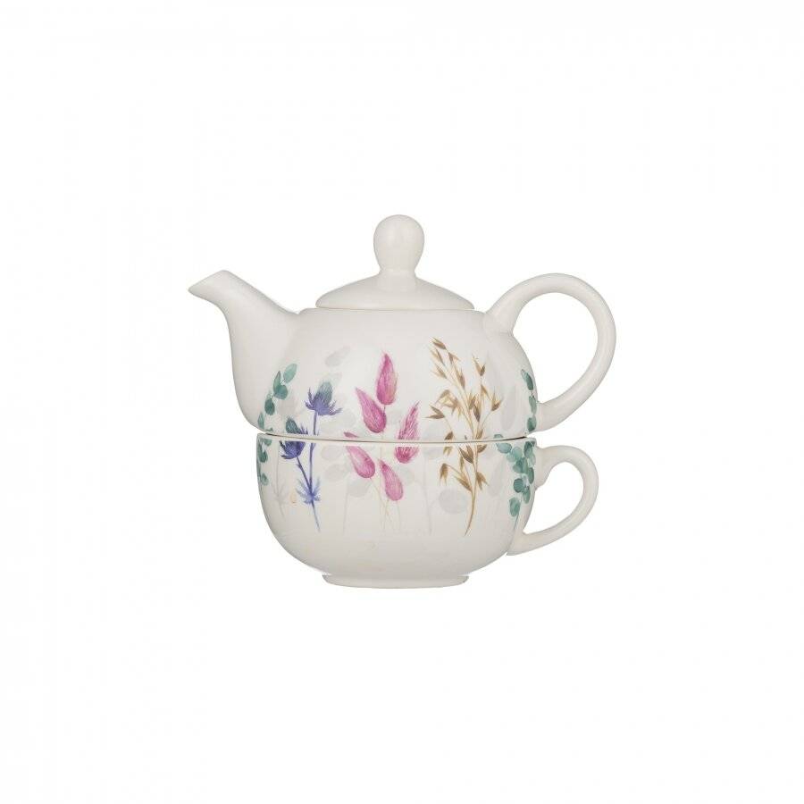 EHC Meadow Tea For One Teapot & Ceramic Set, Gift Boxed