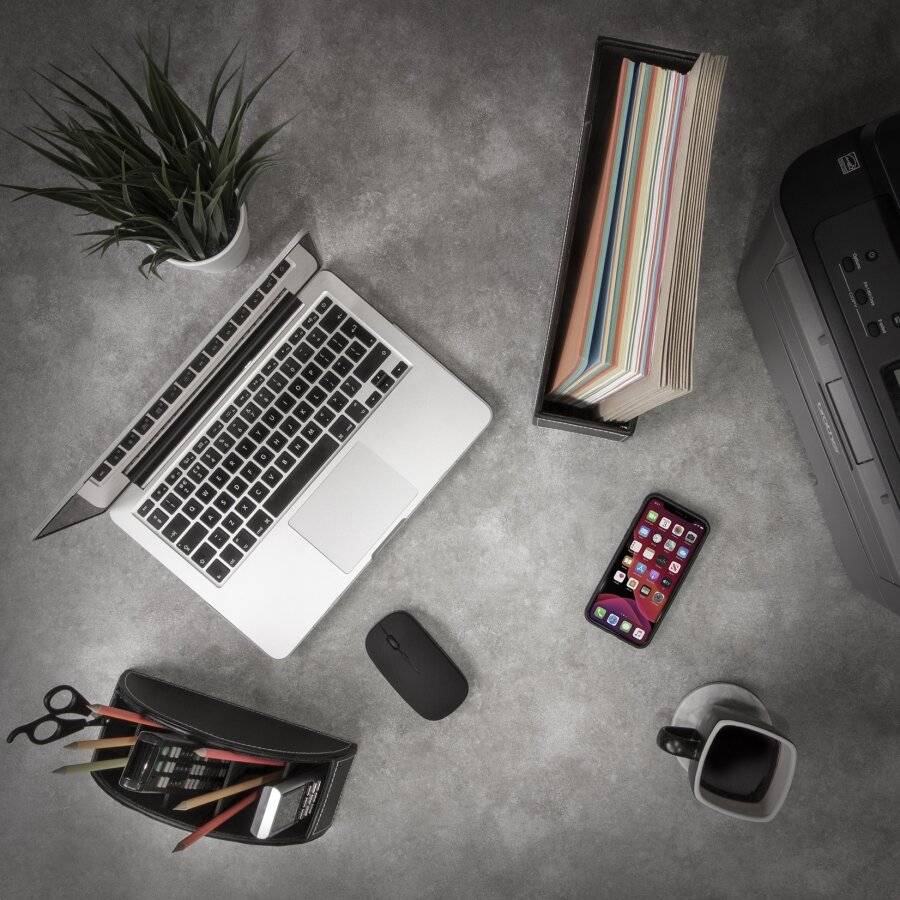 EHC Multifunctional Faux Leather Office Desk/Stationery Unit  - Black