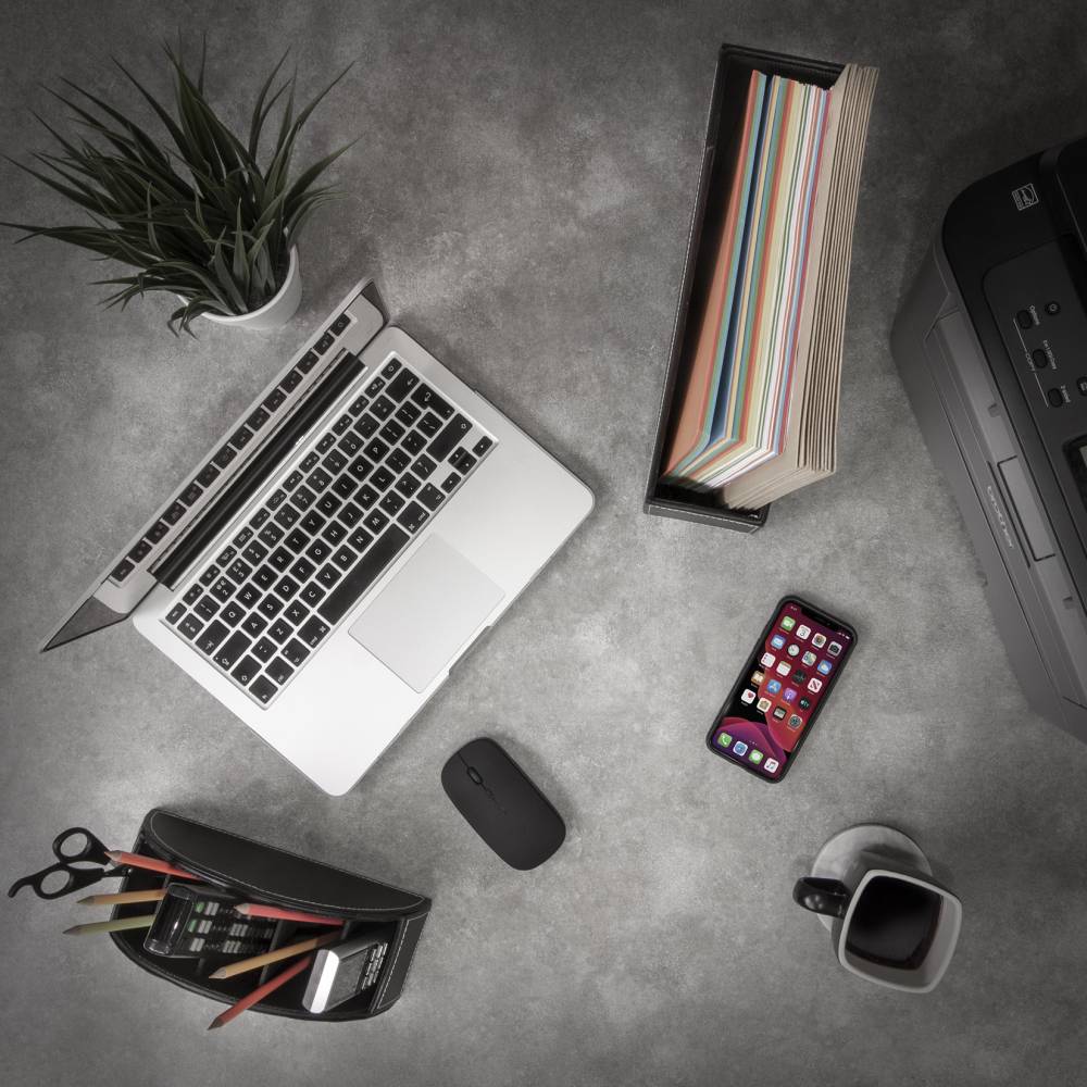 EHC Multifunctional Faux Leather Office Desk/Stationery Unit  - Black