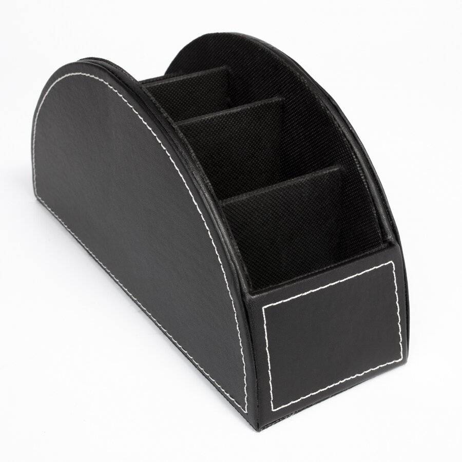 EHC Multifunctional Faux Leather Office Desk/Stationery Unit  - Black