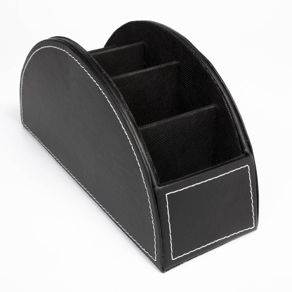 EHC Multifunctional Faux Leather Office Desk/Stationery Unit  - Black