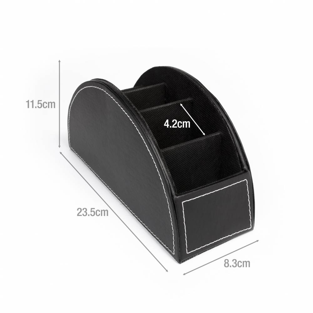 EHC Multifunctional Faux Leather Office Desk/Stationery Unit  - Black