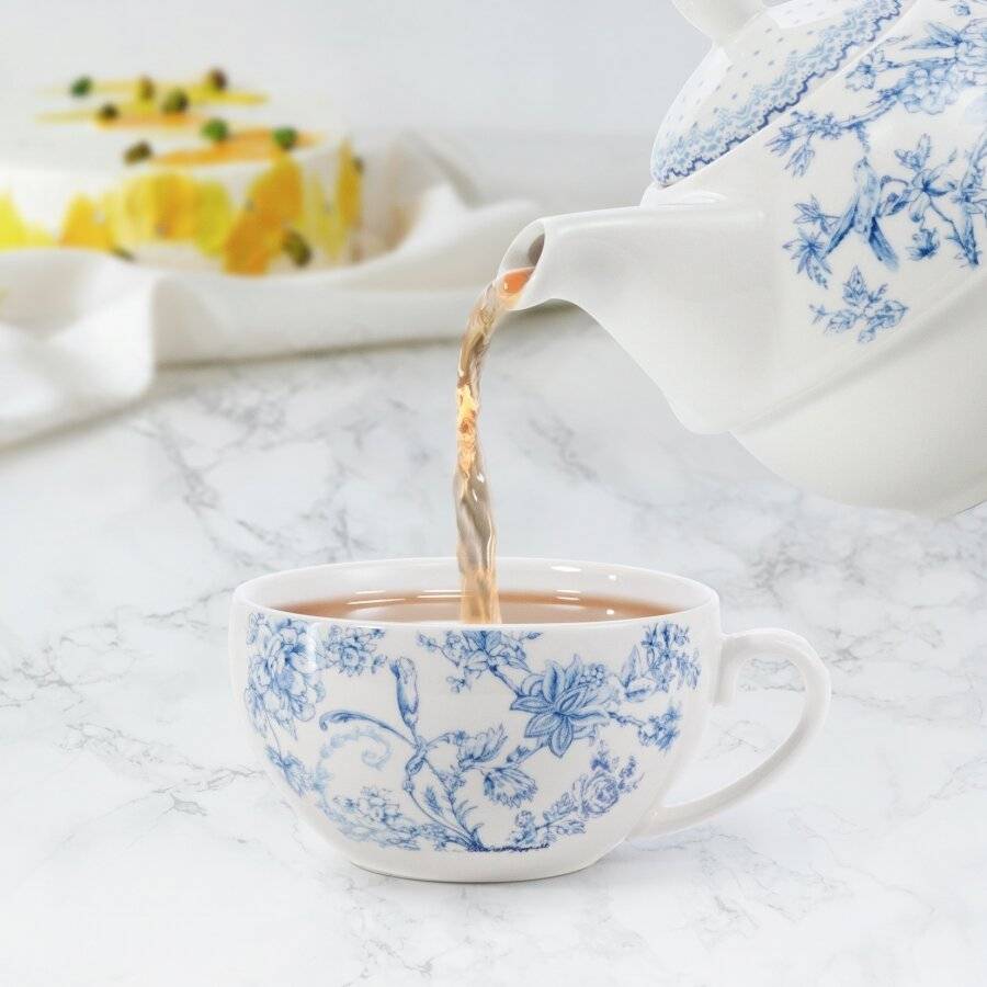 EHC Orchids Design Porcelain Tea For One Tea-pot with Handle