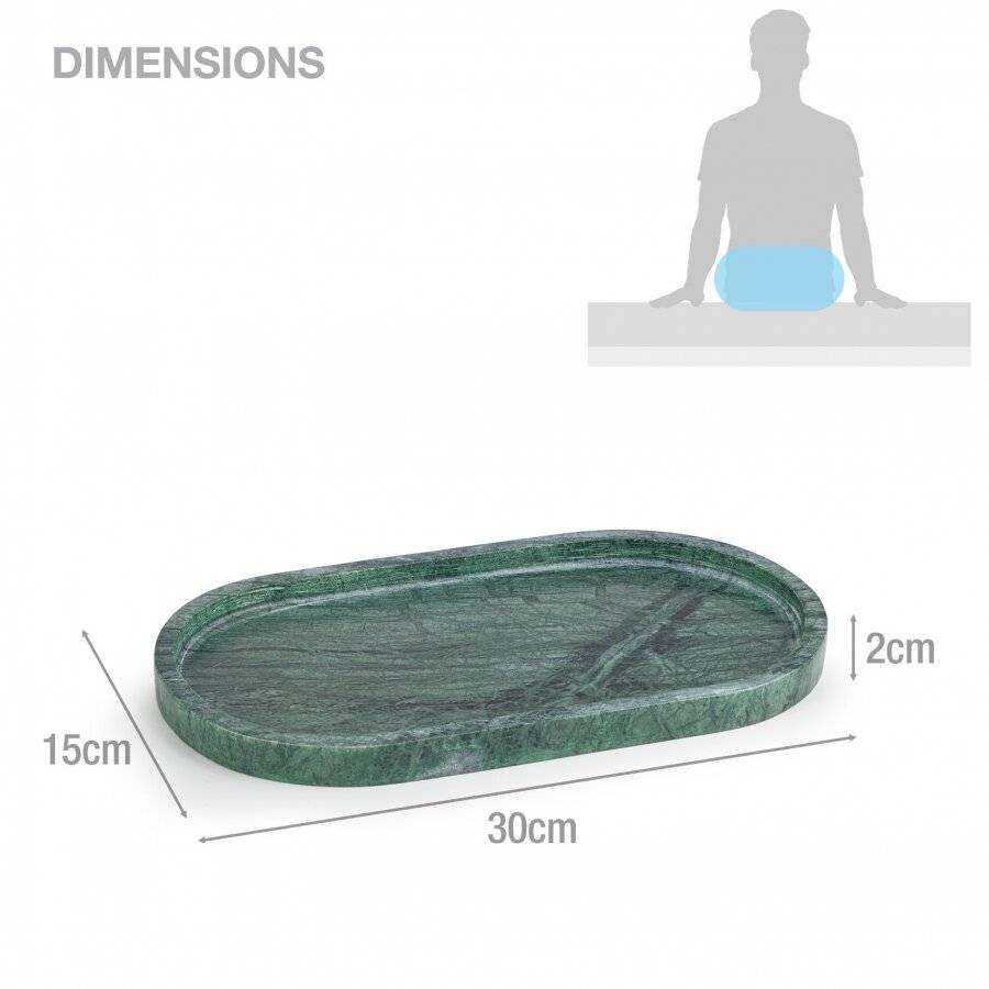 EHC Oval-shaped Decorative Marble Stone Storage Vanity Tray, Green