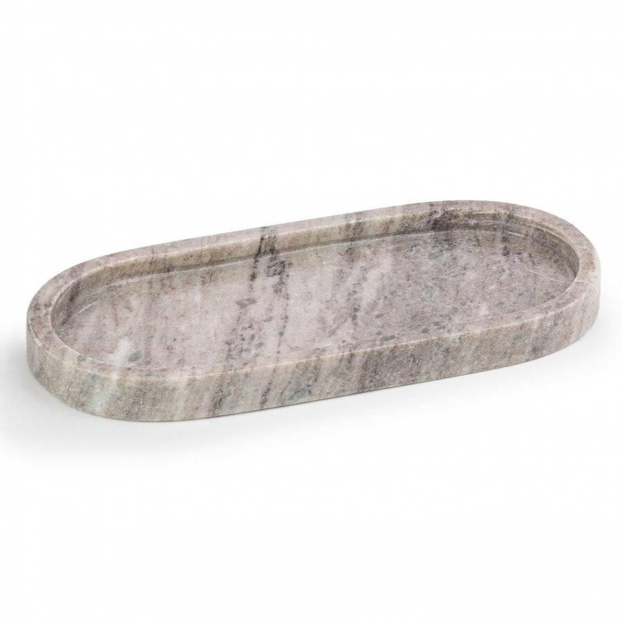 EHC Oval-shaped Decorative Marble Stone Storage Vanity Tray, Natural