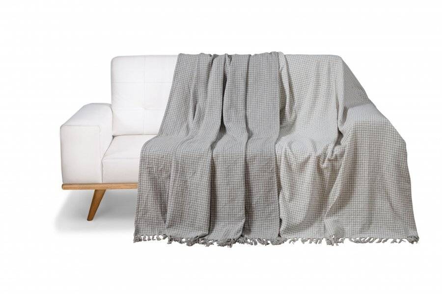 Pack of 2 Dot Check Throws for Sofa Settee Chair Blanket-Grey Cosy throws grey sofa settee double bed 200 x 200 cm blush stone charcoal.