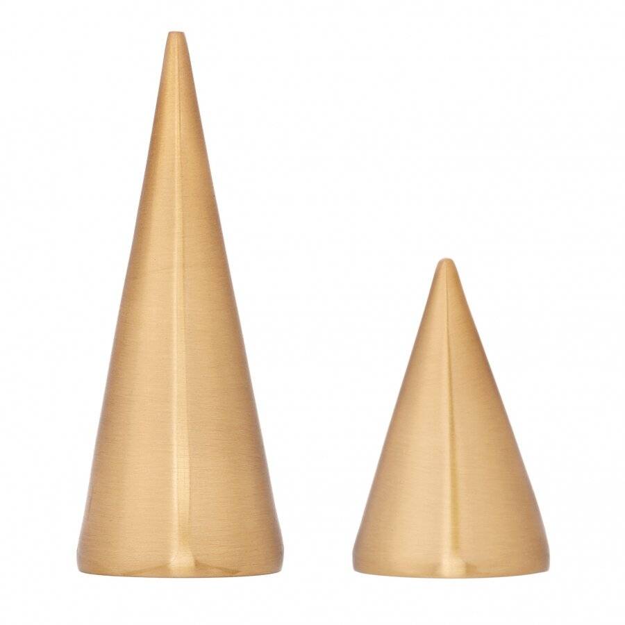 EHC Pack of 2 Metal Plated Small Jewellery Storage Cone - Golden