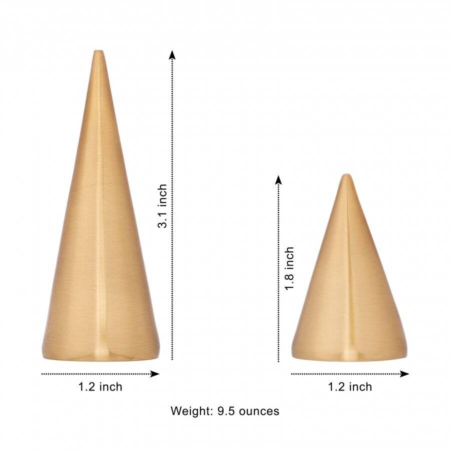 EHC Pack of 2 Metal Plated Small Jewellery Storage Cone - Golden