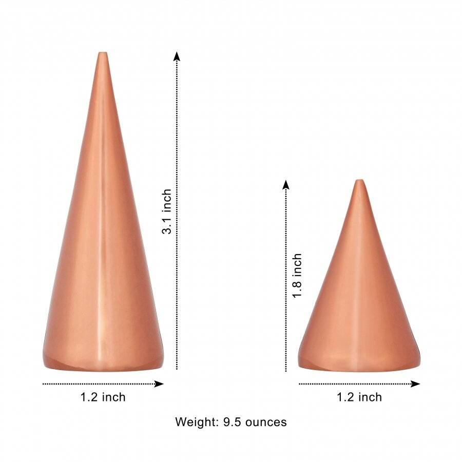 EHC Pack of 2 Metal Plated Small Jewellery Storage Cone - Rose Gold