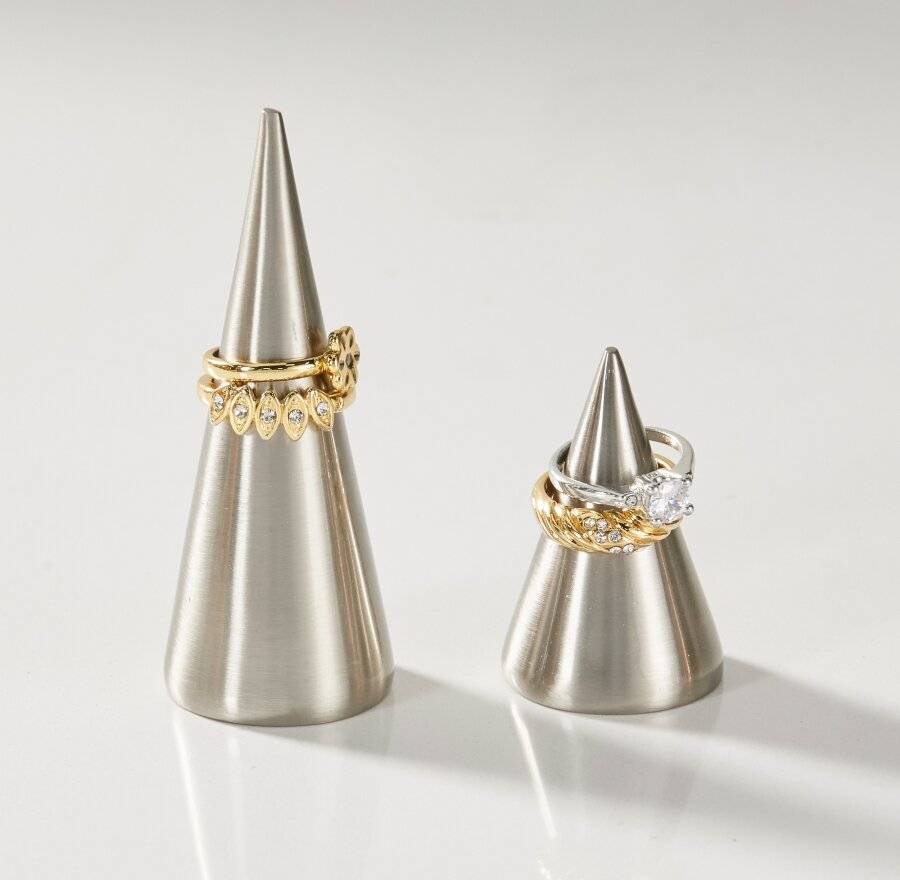 EHC Pack of 2 Metal Plated Small Jewellery Storage Cone - Silver