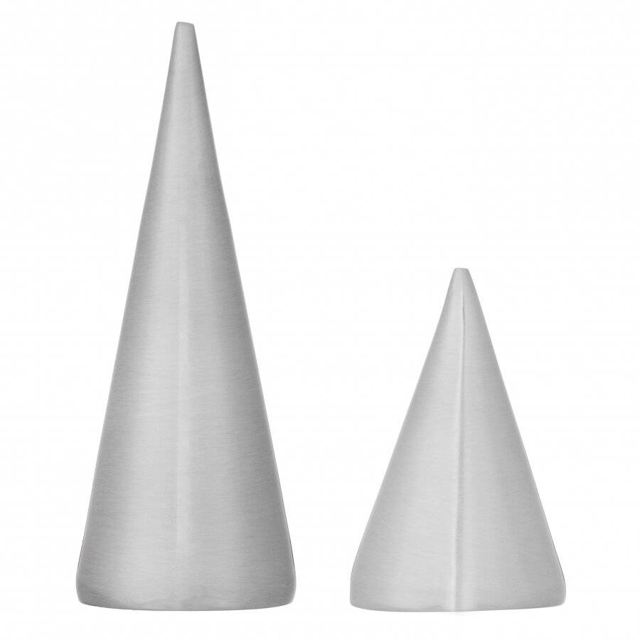EHC Pack of 2 Metal Plated Small Jewellery Storage Cone - Silver