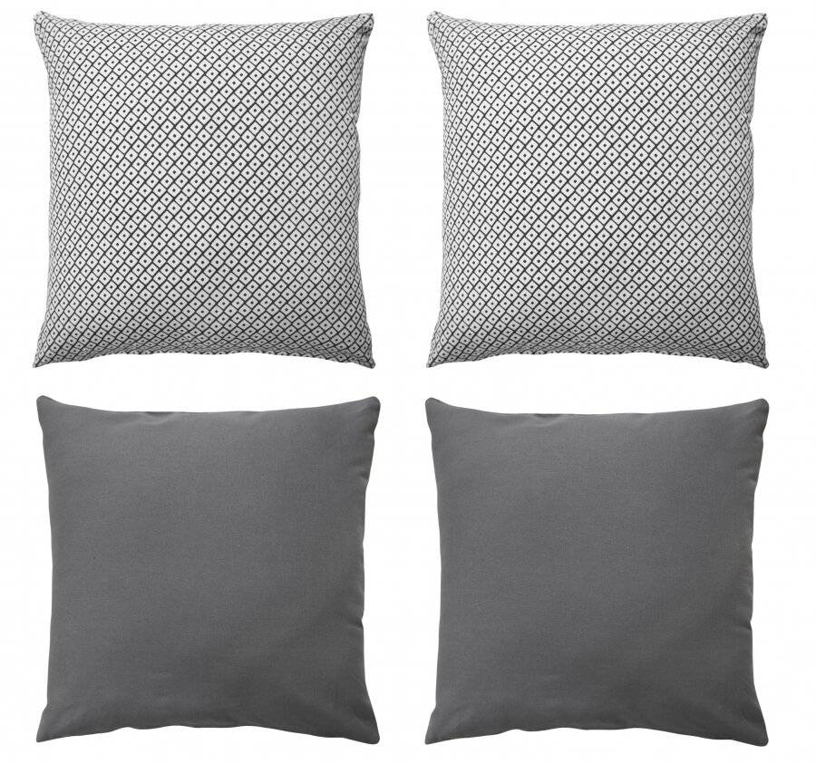 EHC 4 Cotton Cushion Covers/Pillow Case for Sofa 45 x 45 cm, Grey