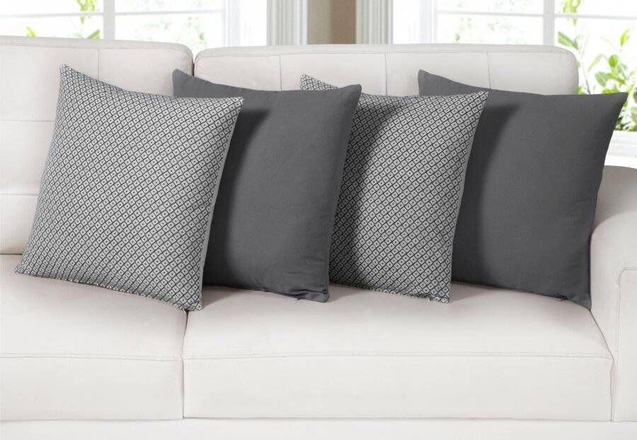 EHC 4 Cotton Cushion Covers/Pillow Case for Sofa 45 x 45 cm, Grey