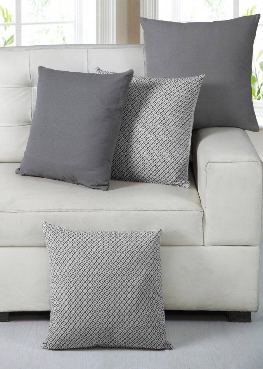 4 x Cotton Cushion Covers/Pillow Case for Sofa 45 x 45 cm, Grey