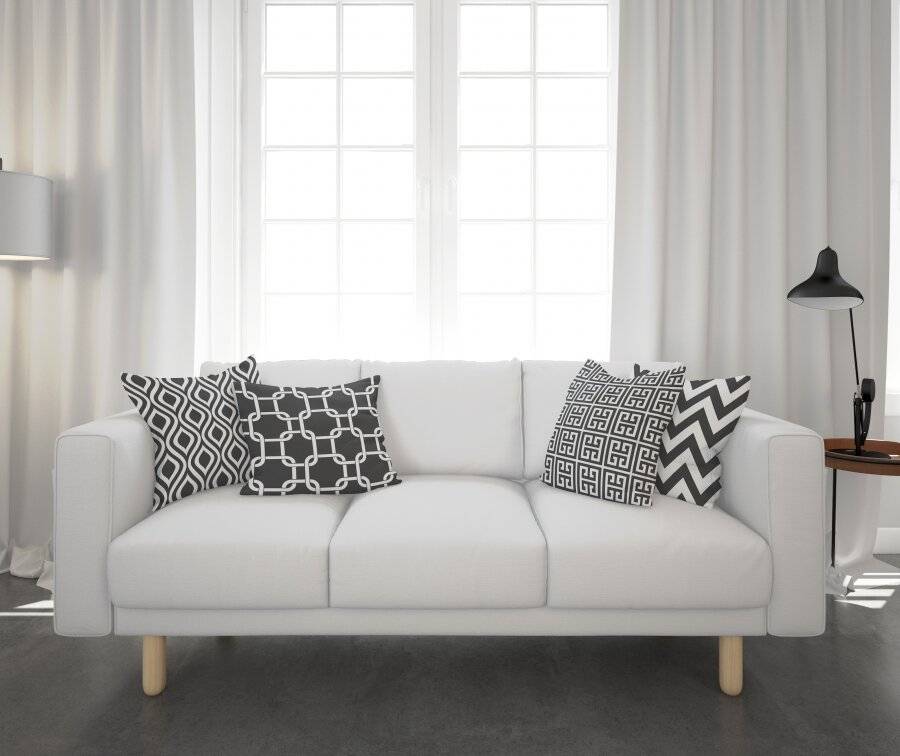 EHC Pack of 4 Decorative Square Sofa Cotton Cushions Covers - Grey