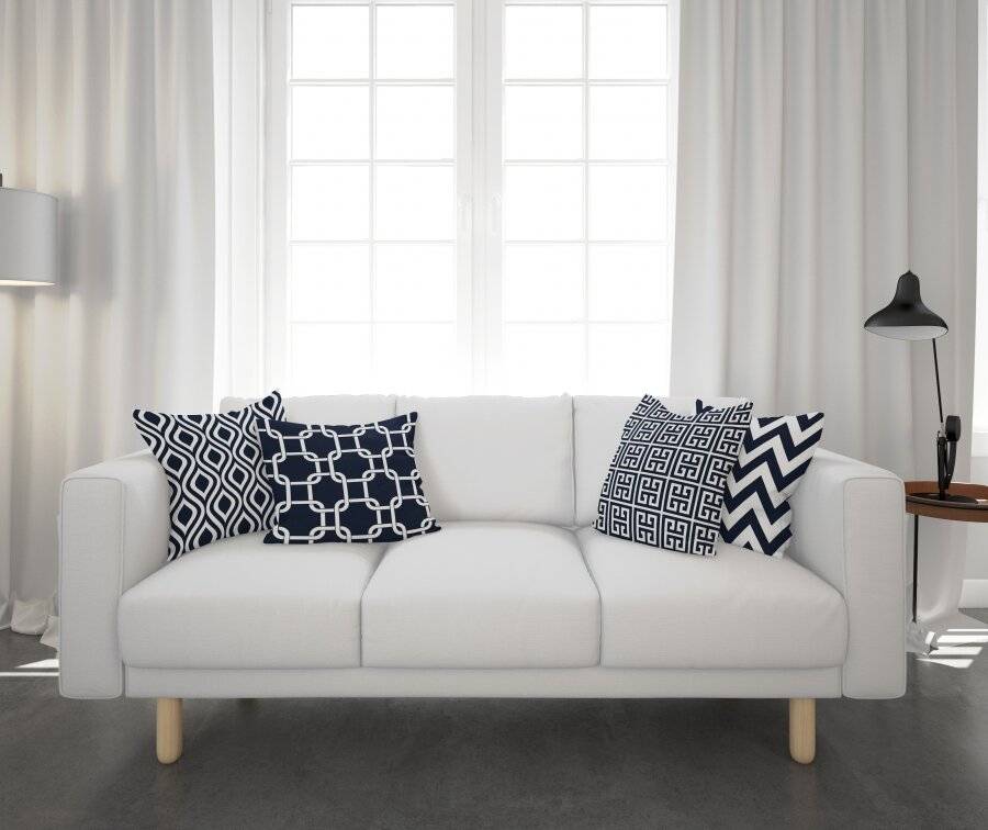 EHC Pack of 4 Decorative Square Sofa Cotton Cushions Covers, Navy blue