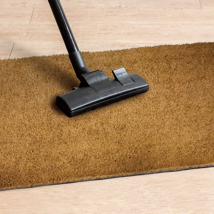 EHC PVC Backed Natural Coconut Coir Plain Entrance Doormat, 45 x 120cm