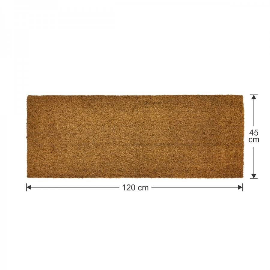 EHC PVC Backed Natural Coconut Coir Plain Entrance Doormat, 45 x 120cm