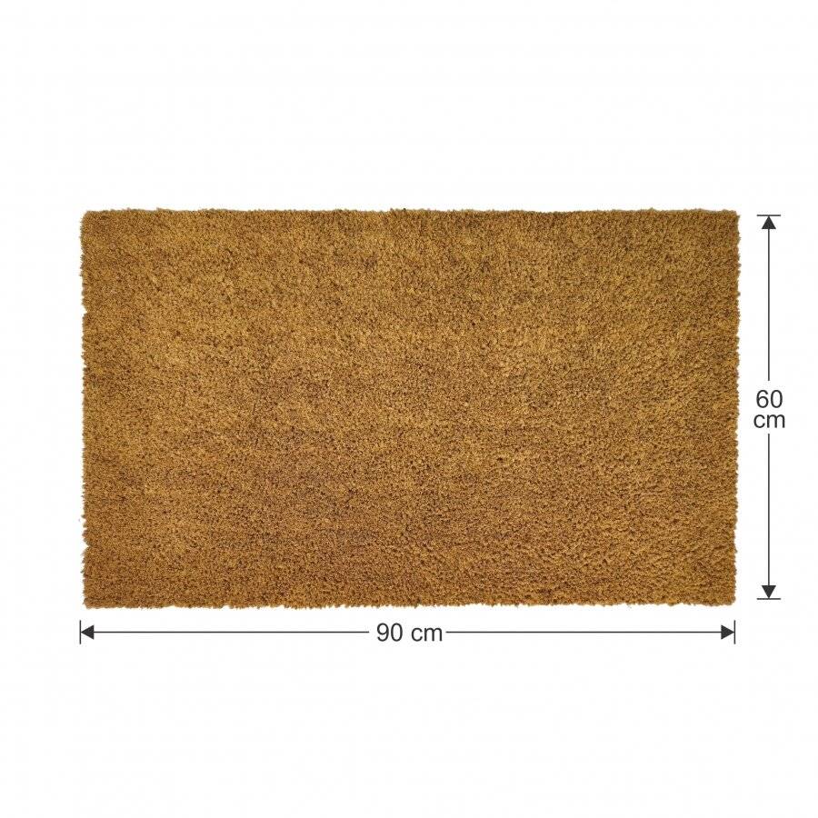 EHC PVC Backed Natural Coconut Coir Plain Entrance Doormat, 60 x 90 cm