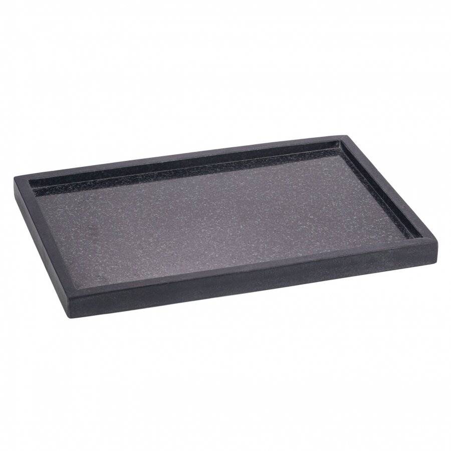 EHC Rectangular Decorative Marble Stone Storage Vanity Tray, Black