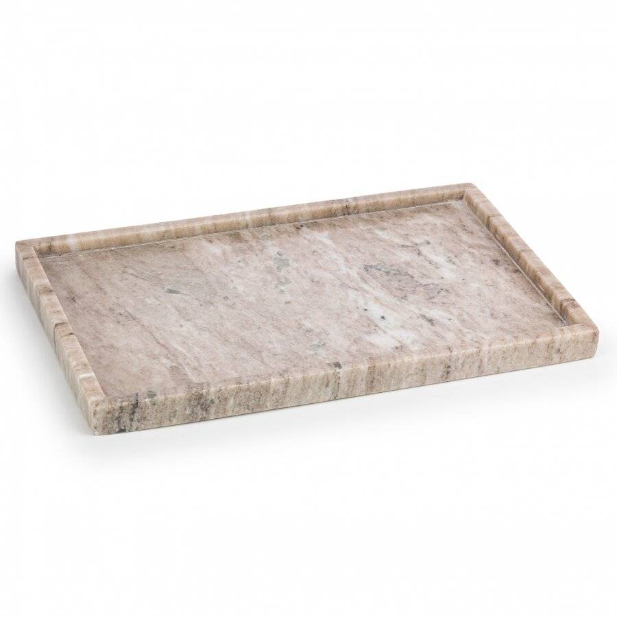 EHC Rectangular Decorative Marble Stone Storage Vanity Tray, Natural