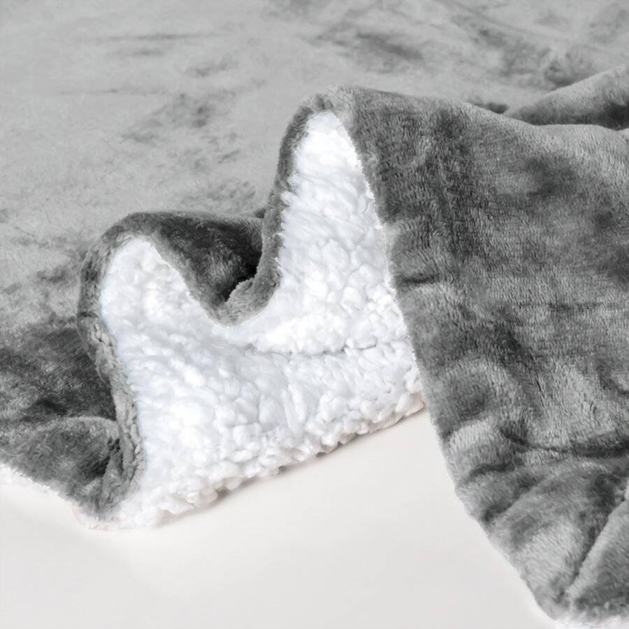 EHC Reverse Sherpa Flannel Fleece Blanket - Dark Grey, 200 x 240 cm