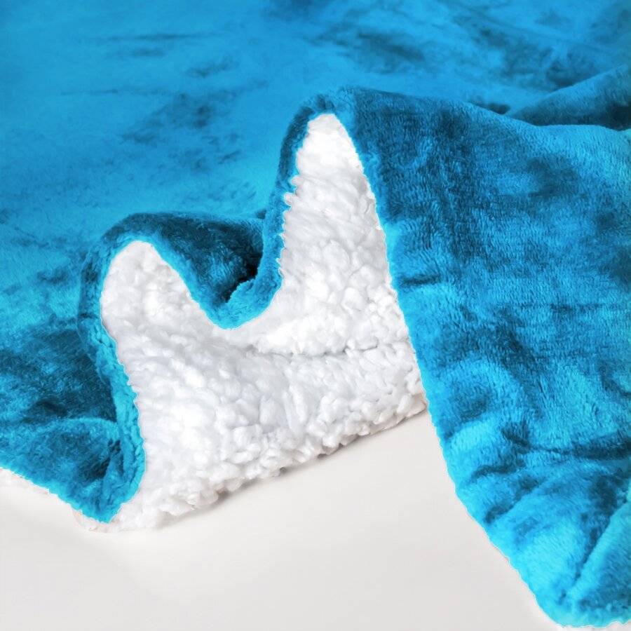 EHC Reverse Sherpa Flannel Fleece Blanket - Turquoise,150 cm x 200 cm