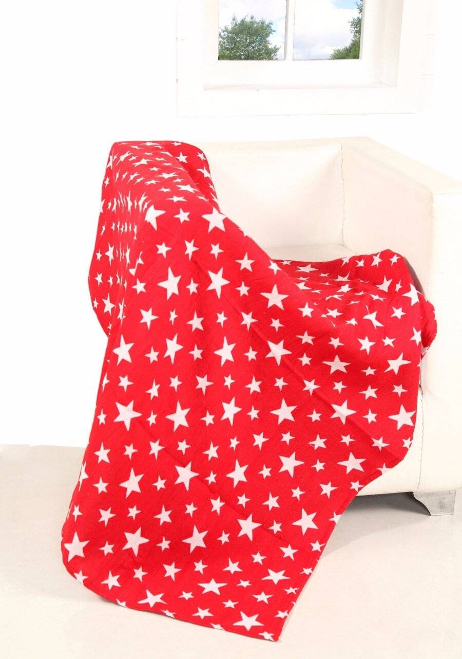 EHC Reversible Star Pattern Sofa Bed Christmas Throw - 127 x 152cm