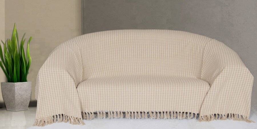 EHC Reversible Super Soft Divine Check Cotton Fringe KIng Size Throw