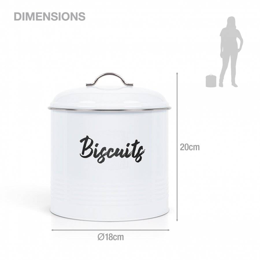 EHC Round Airtight Cookie Biscuit Barrel Storage Canister Jar, White