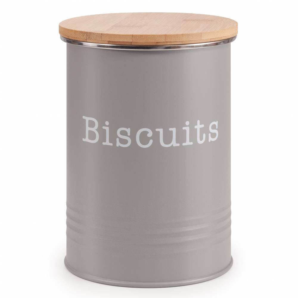 EHC Round Airtight Seal Cookie/Biscuit Storage Jar With Lid, Grey