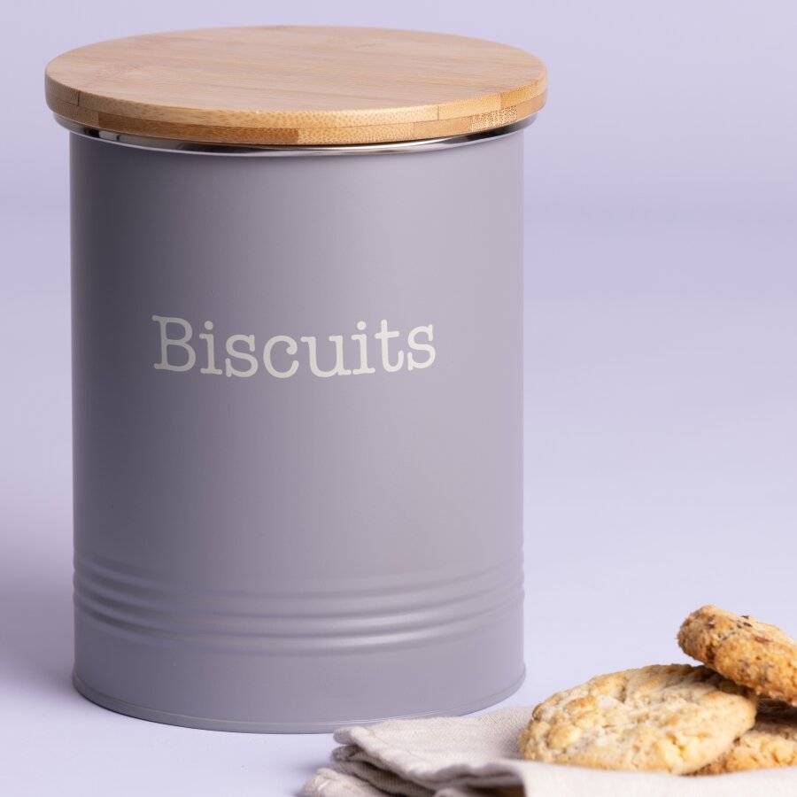 EHC Round Airtight Seal Cookie/Biscuit Storage Jar With Lid, Grey