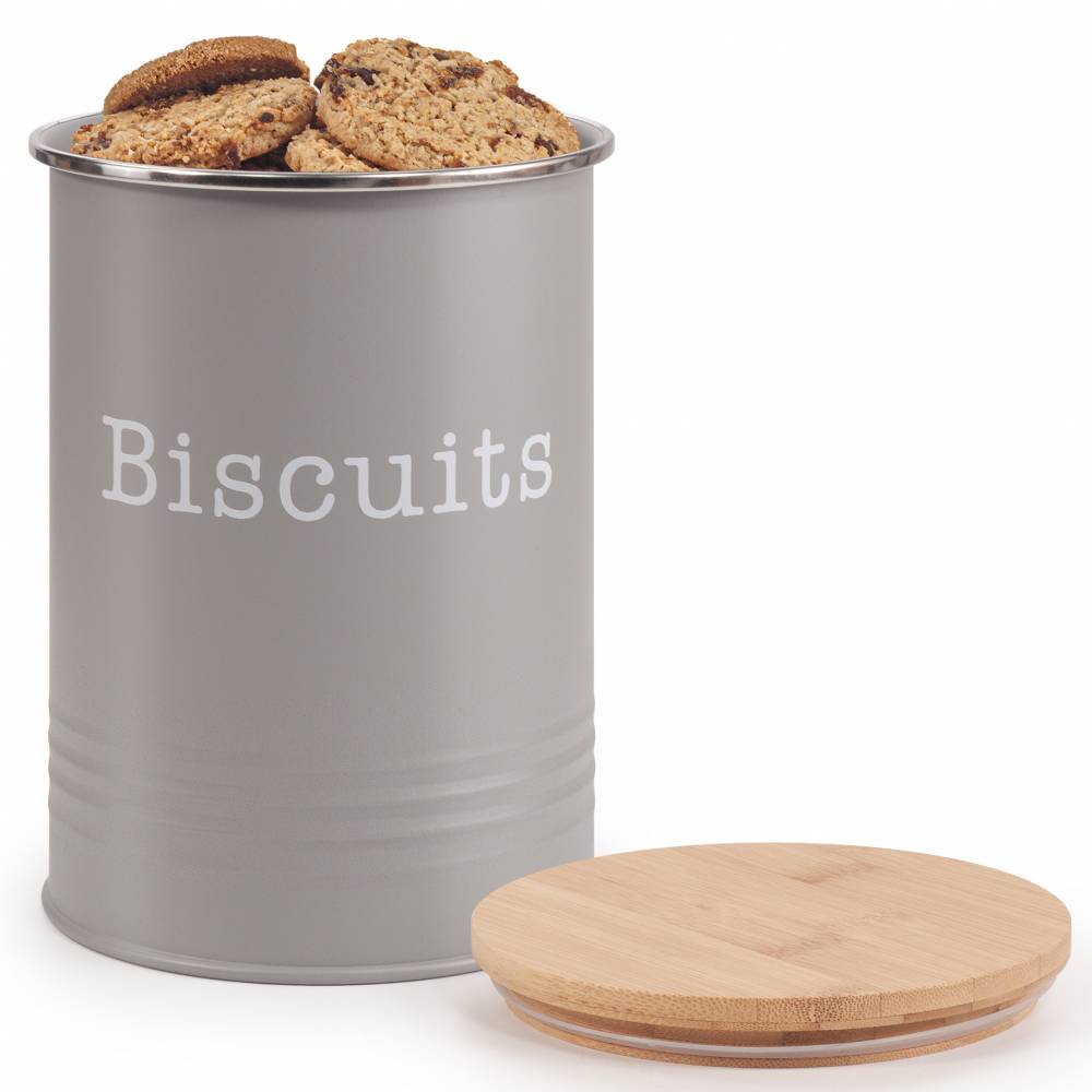 EHC Round Airtight Seal Cookie/Biscuit Storage Jar With Lid, Grey