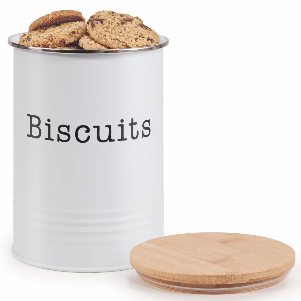 EHC Round Airtight Seal Cookie/Biscuit Storage Jar With Lid, White