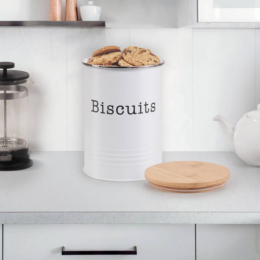 EHC Round Airtight Seal Cookie/Biscuit Storage Jar With Lid, White