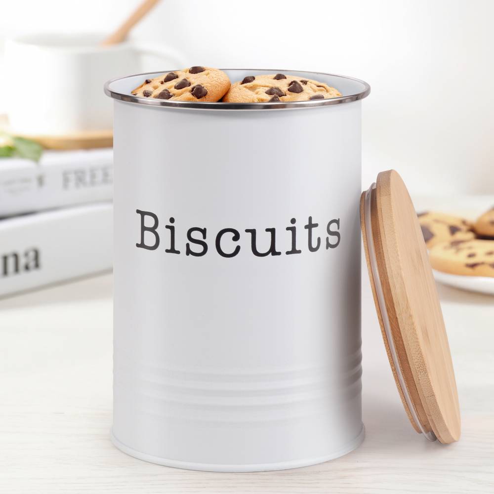 EHC Round Airtight Seal Cookie/Biscuit Storage Jar With Lid, White