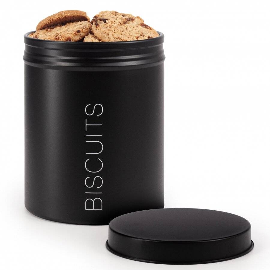 EHC Round Biscuit Storage Container With Airtight Lid, Black
