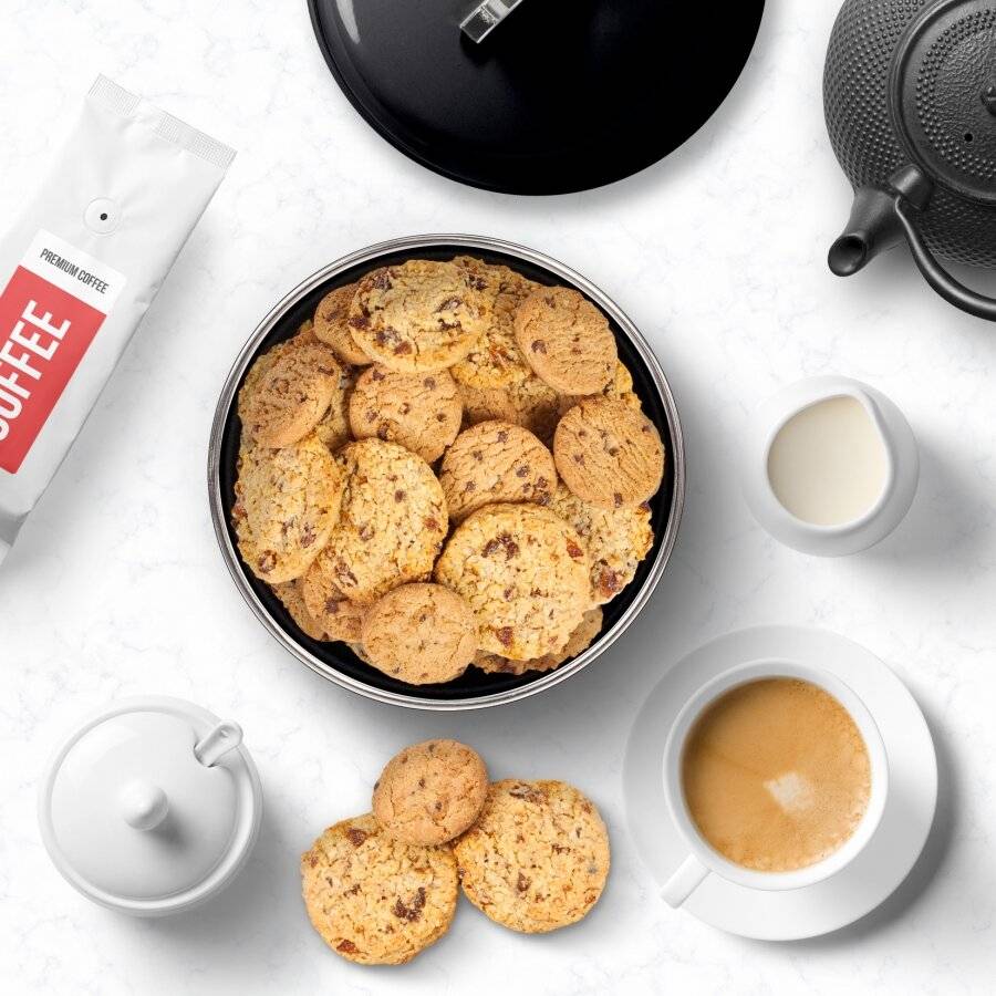 EHC Round Black Enamel Airtight Cookie Storage Canister