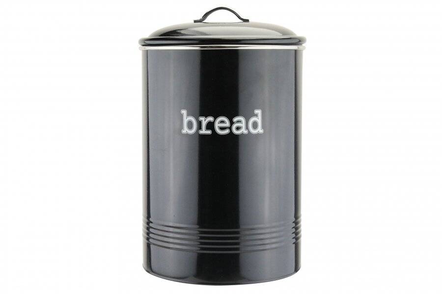 EHC Round Black Enamel Bread Storage Container - Black