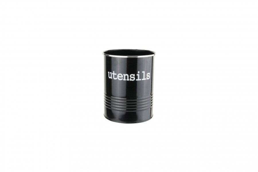 EHC Round Black Enamel Utensil Holder, Diameter 14 cm