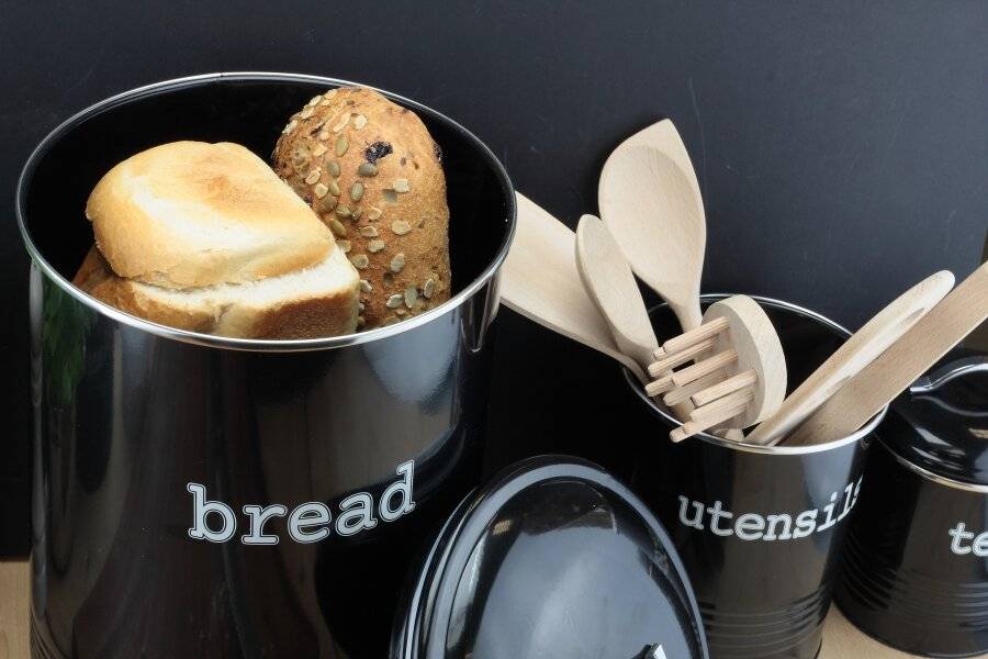 EHC Round Black Enamel Utensil Holder, Diameter 14 cm