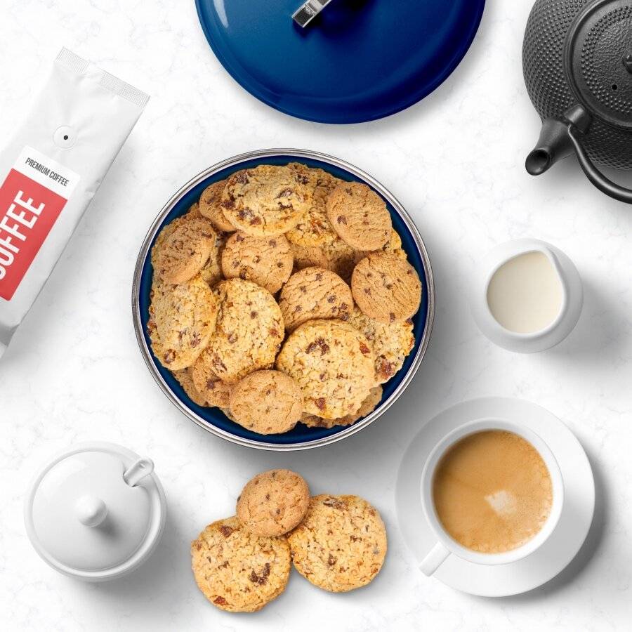EHC Round Enamel Airtight Cookie/Biscuit Storage Jar - Azzurri Blue