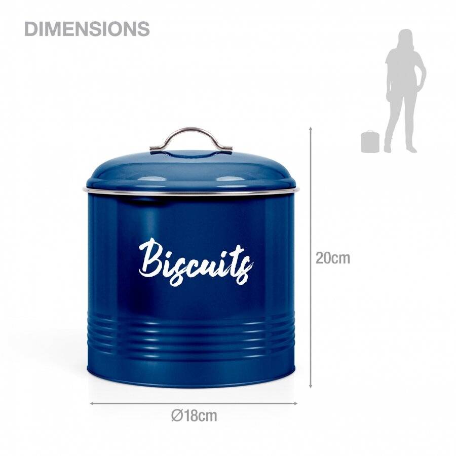 EHC Round Enamel Airtight Cookie/Biscuit Storage Jar - Azzurri Blue