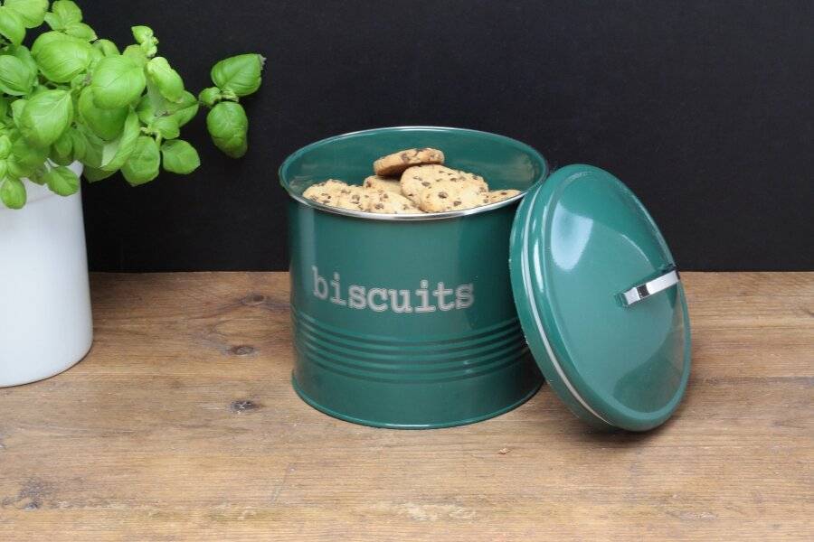 EHC Round Enamel Airtight Cookie/Biscuit Storage Jar - Fjord Green