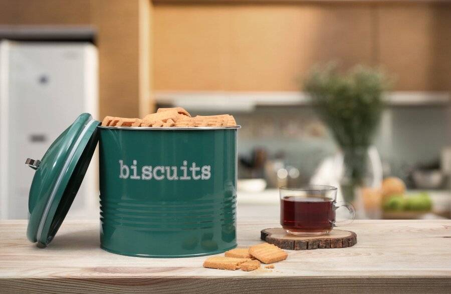 EHC Round Enamel Airtight Cookie/Biscuit Storage Jar - Fjord Green