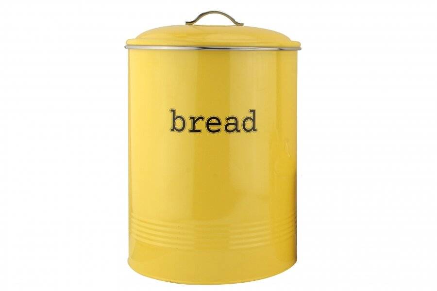 EHC Round Enamel Airtight Bread Storage Container - Custard