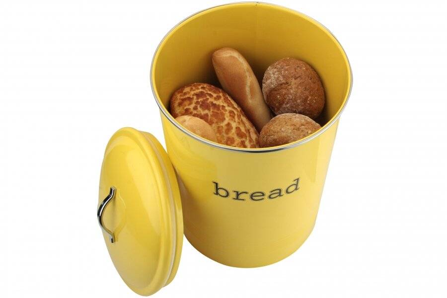 EHC Round Enamel Airtight Bread Storage Container - Custard