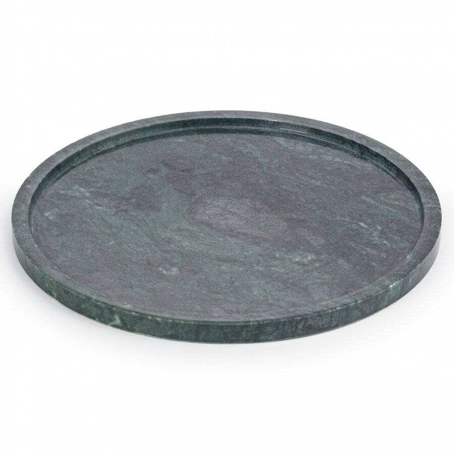 EHC Round-shaped Decorative Marble Stone Storage Vanity Tray, Green